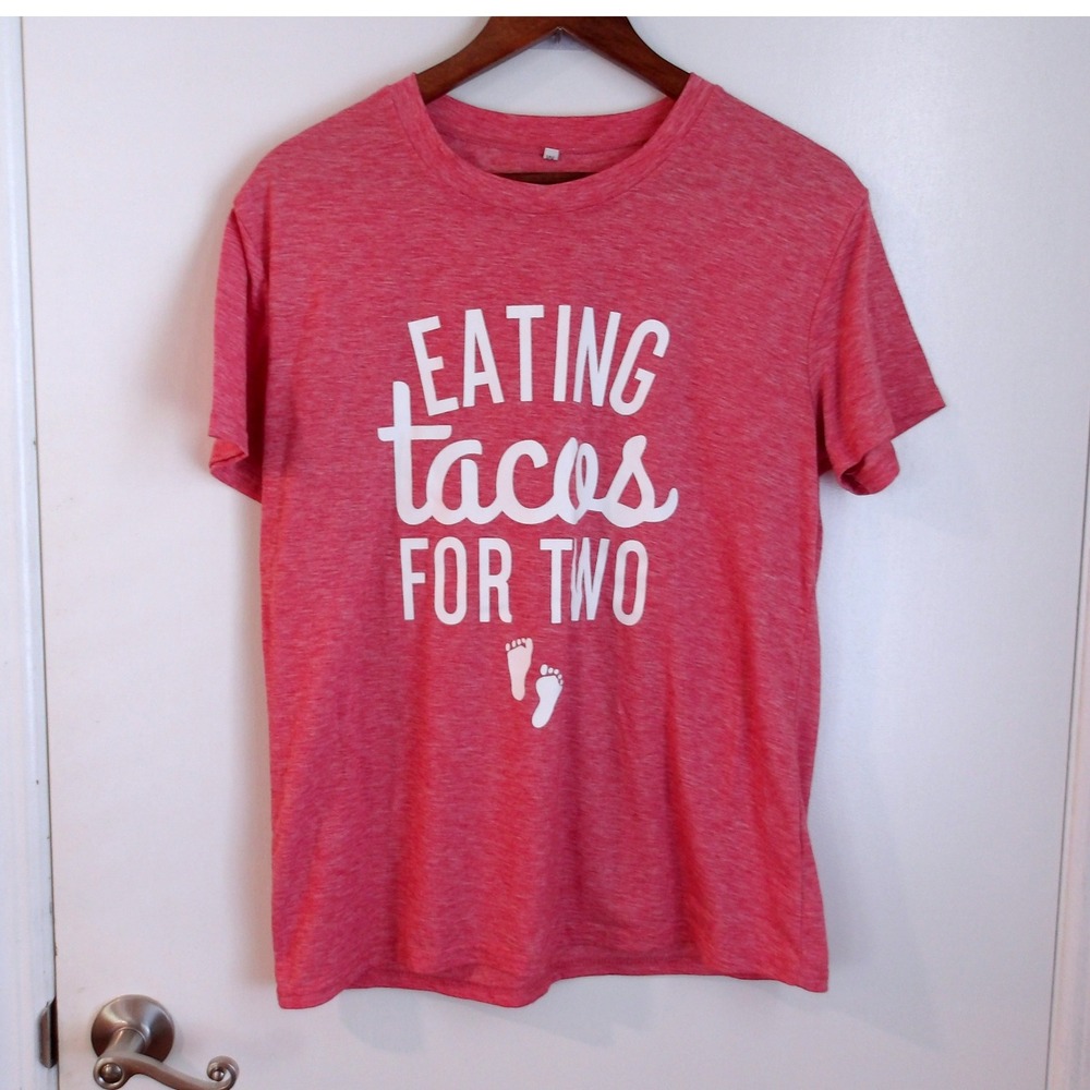 Maternity T-Shirt Eating Tacos For Two Pregnancy Announcement Tee Sz M‎ / #5339